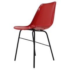Red Design Fiberglass Dining, Desk Chair / Czechoslovakia, 1960s