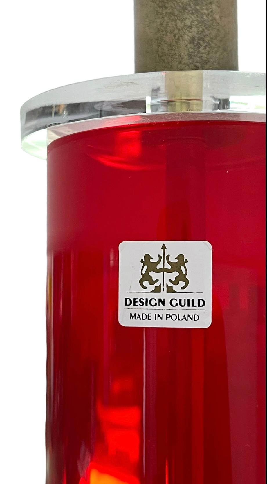 Polish Red Design Guild Lamps, Pair