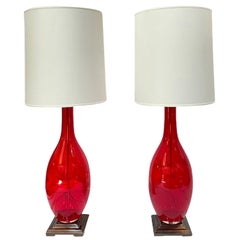 Rote Design-Gilde-Lampen:: Paar