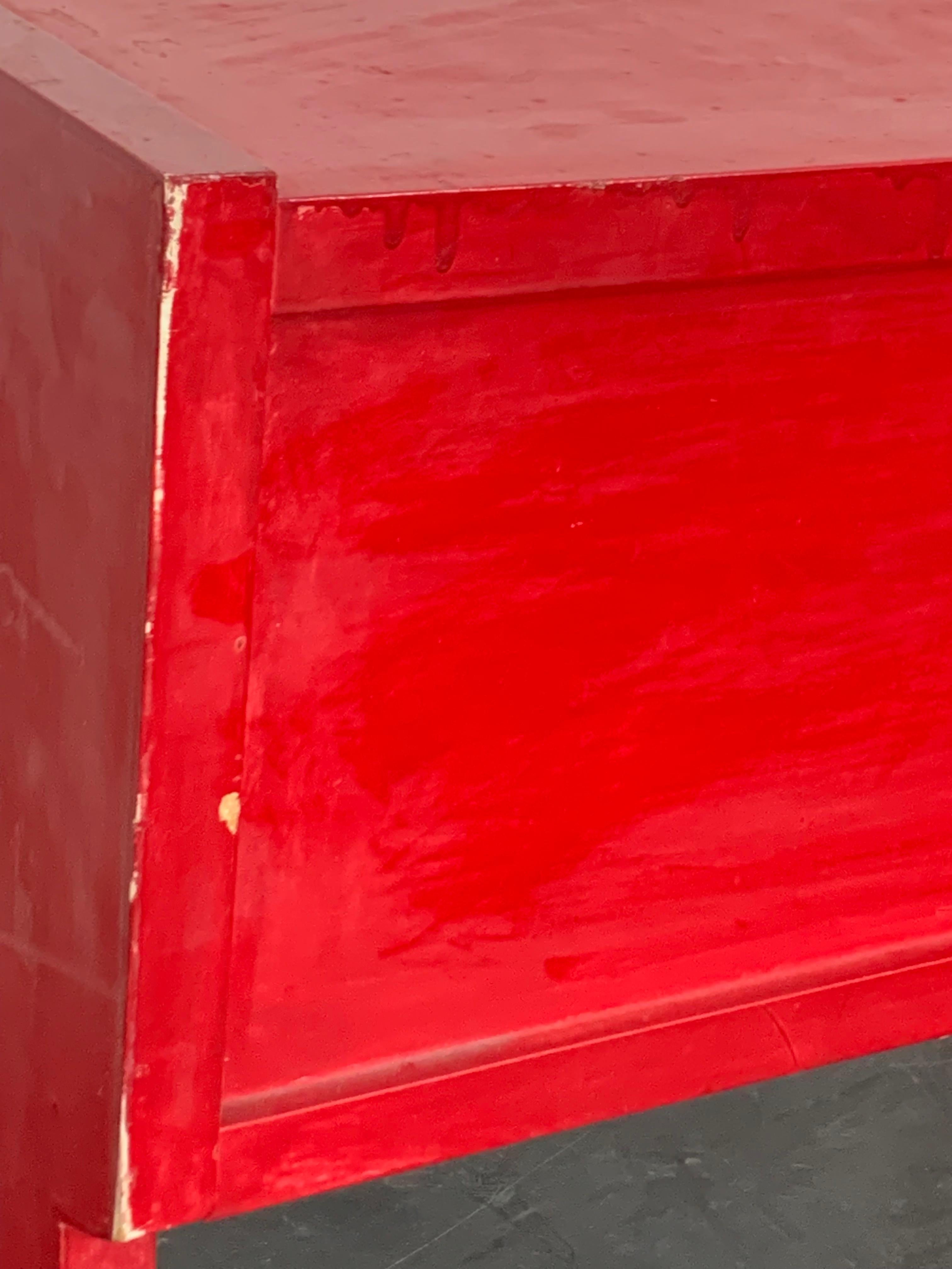 Bureau rouge avec tiroir et compartiment, années 1950 en vente 7