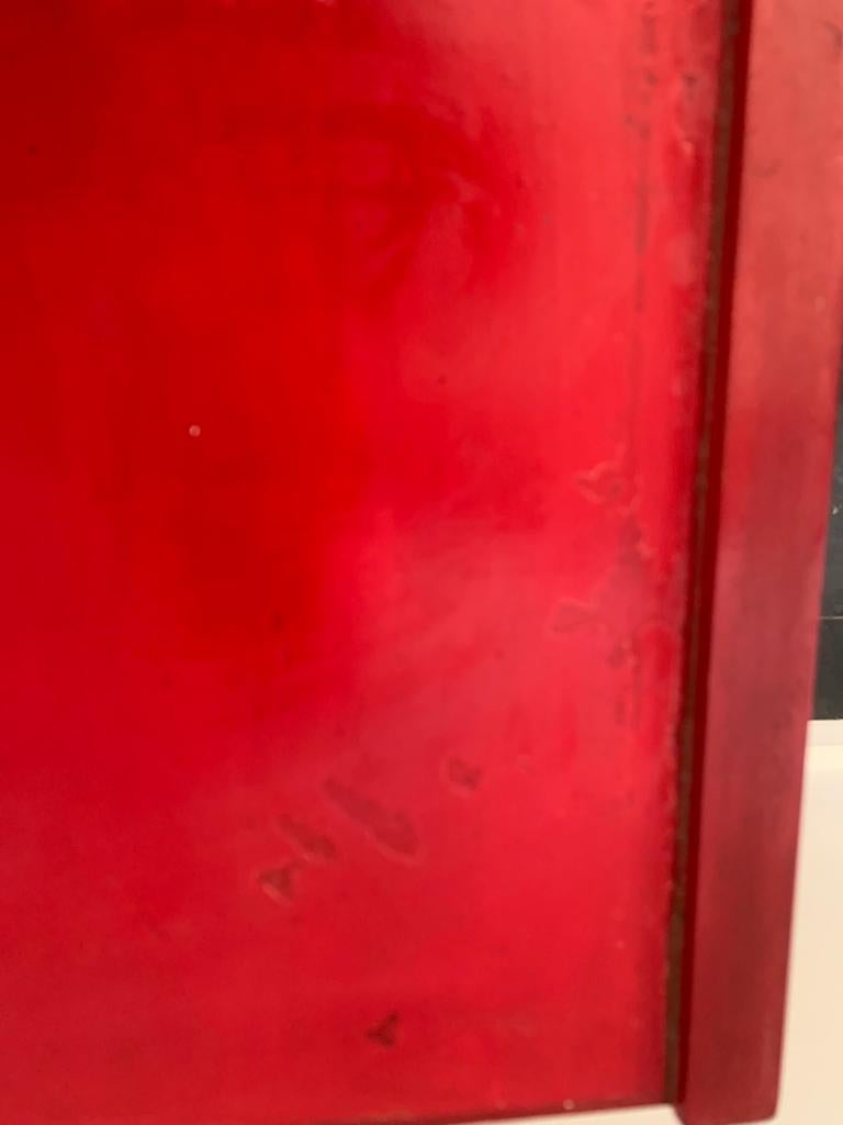 Bois Bureau rouge avec tiroir et compartiment, années 1950 en vente