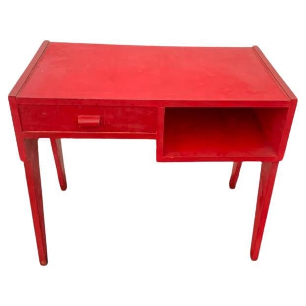 Bureau rouge avec tiroir et compartiment, années 1950 en vente