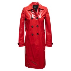 Red D&G Patent Double-Breasted Vinyl Coat Size IT 38