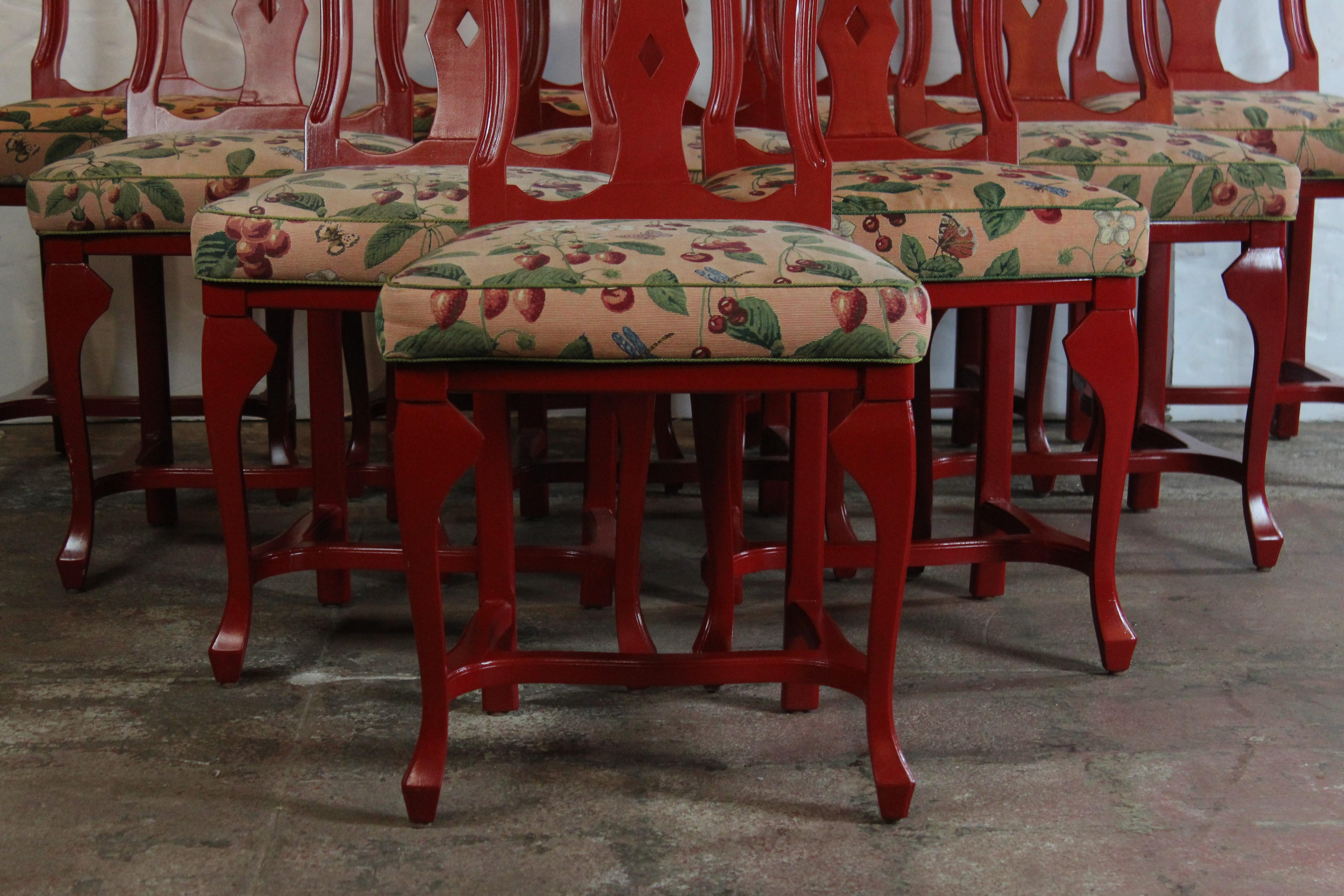 Red Dining Chairs Set of Ten In Good Condition In Pomona, CA