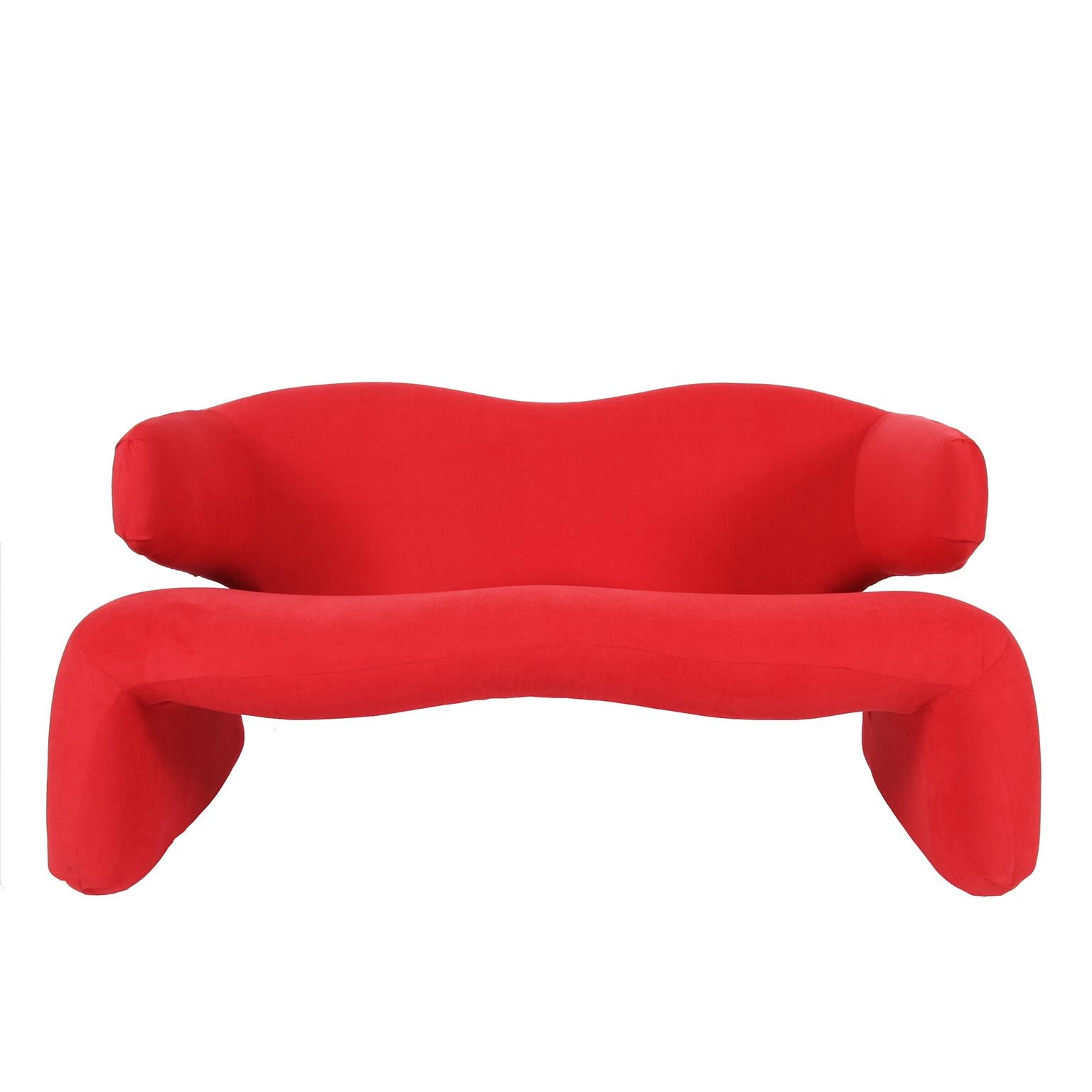 French Red Djinn Sofa by Olivier Mourgue, 1965