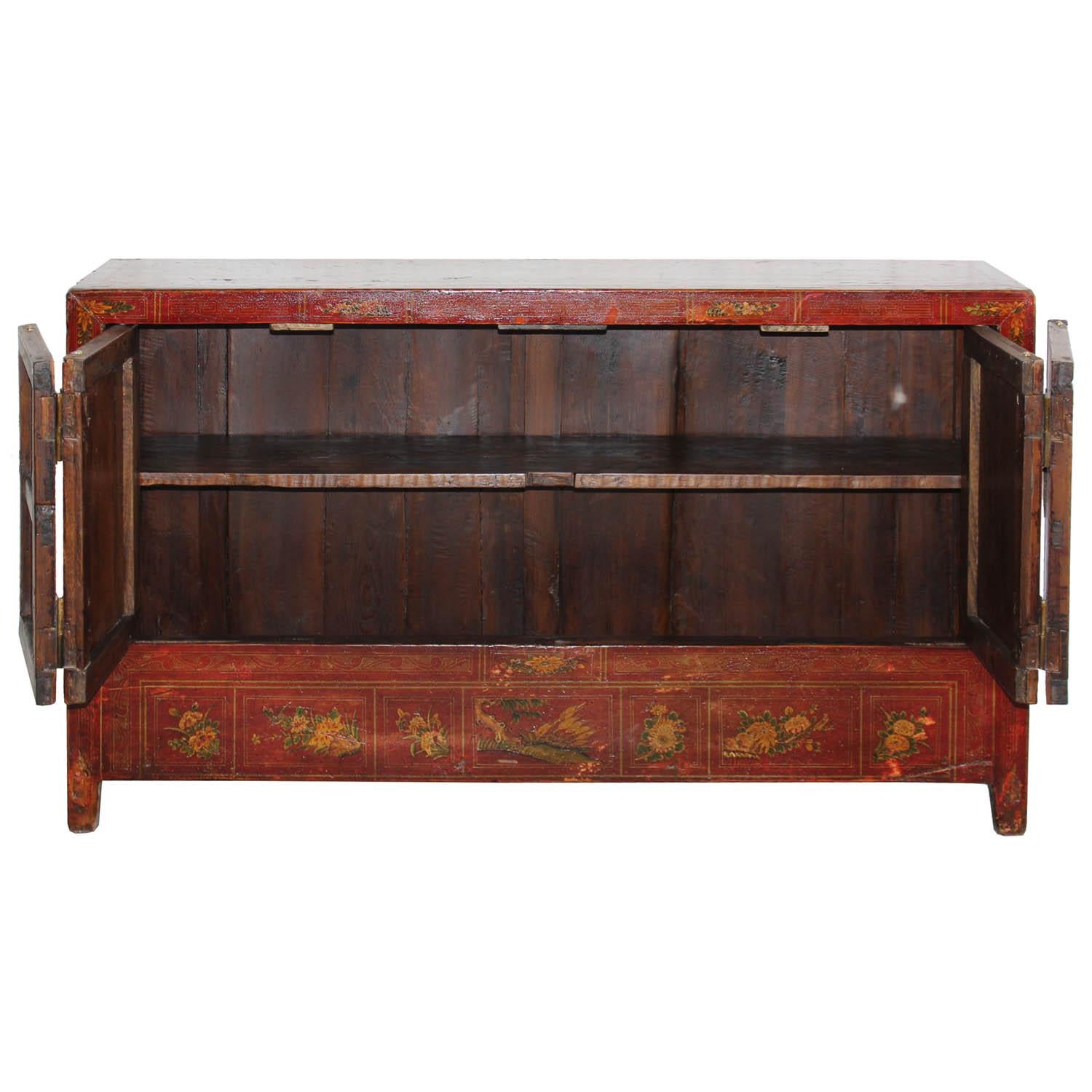 Chinese Red Dongbei Wedding Sideboard