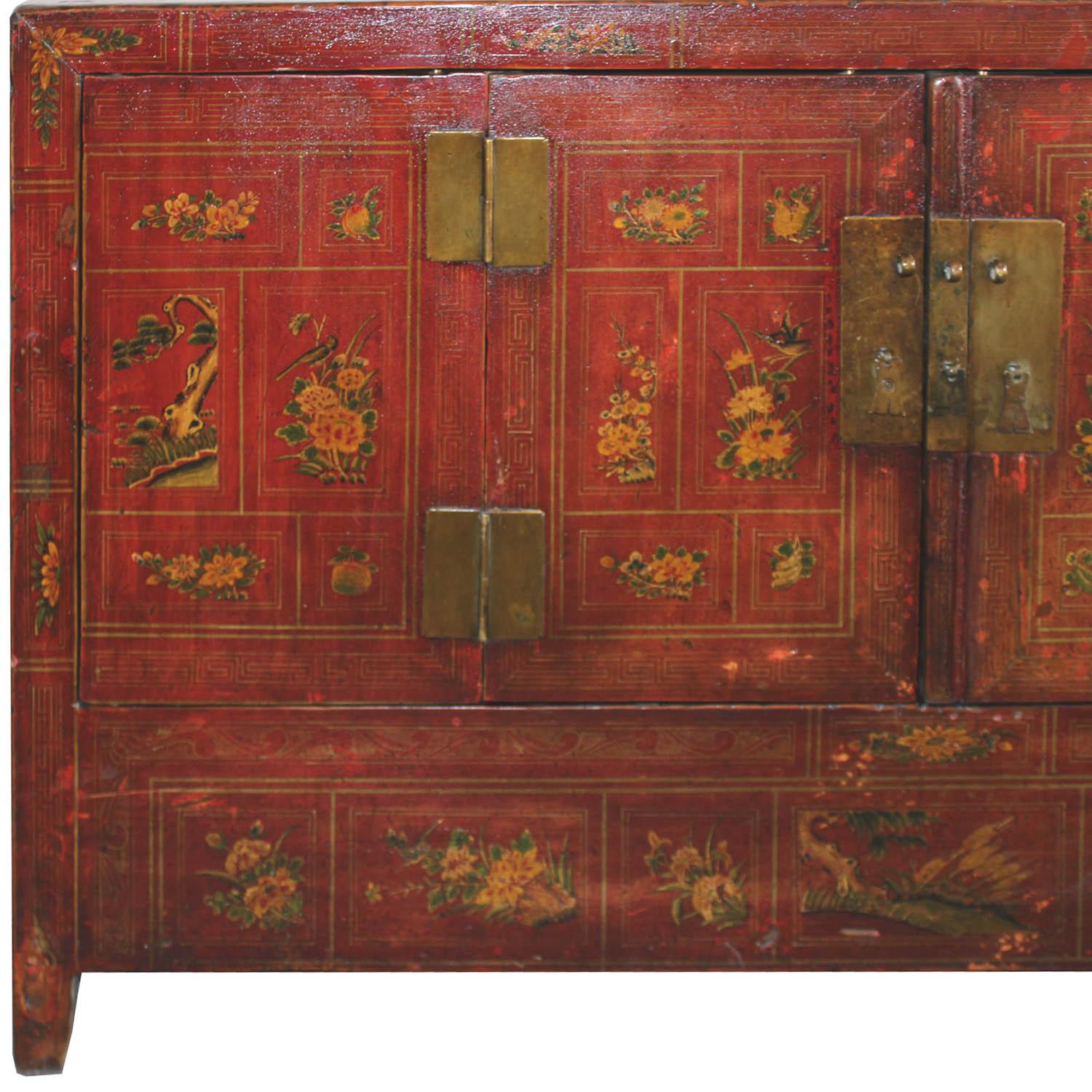 Late 19th Century Red Dongbei Wedding Sideboard