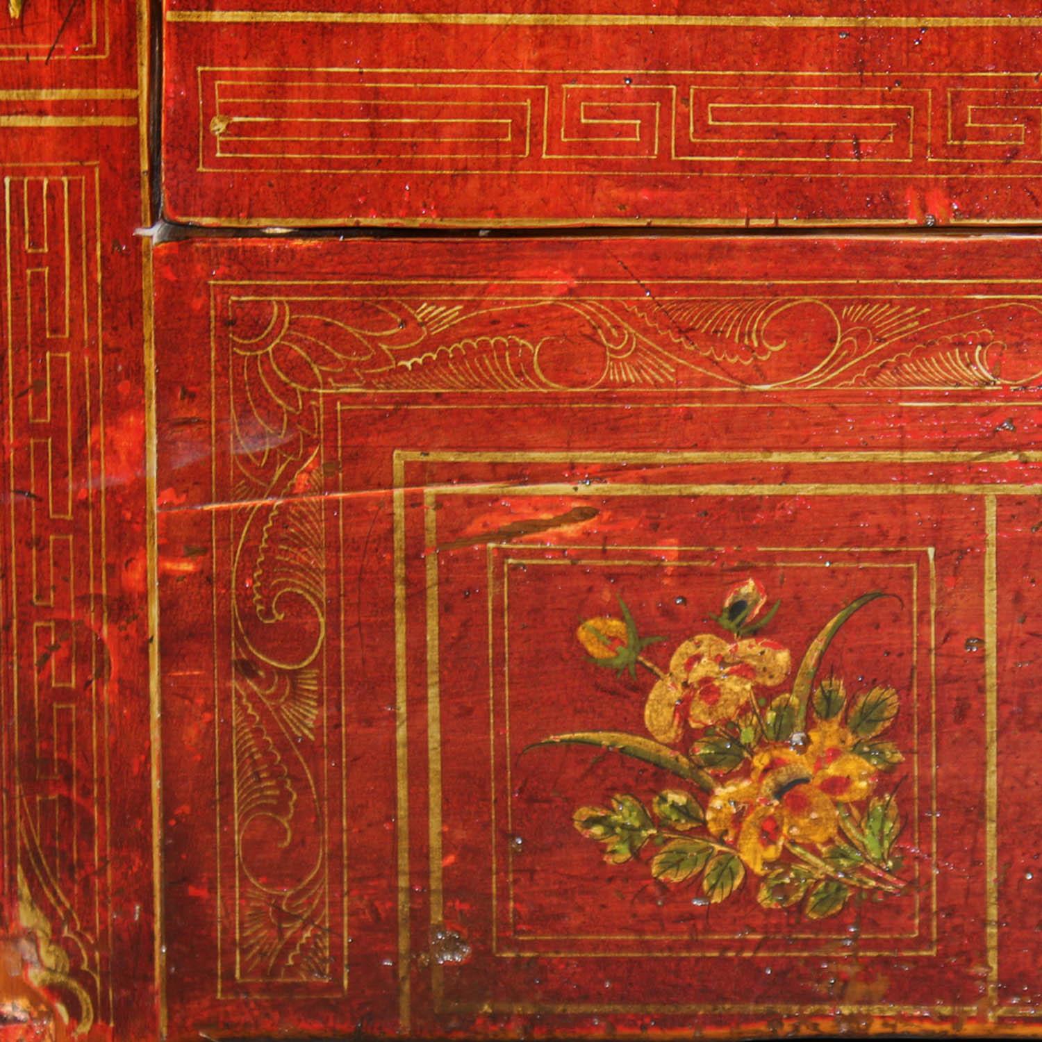 Wood Red Dongbei Wedding Sideboard