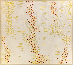 "Red Dots" Unique 3D Sculpted Gold Lurex & Wool Rug, One-of-a-Kind Art Carpet