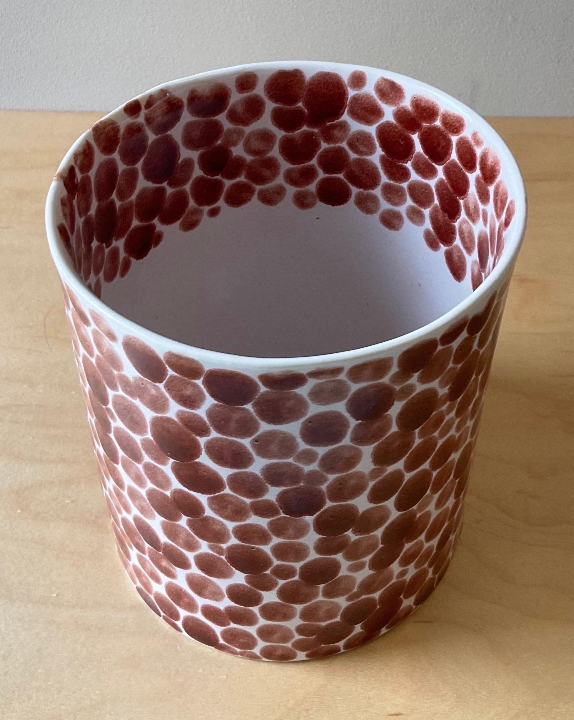 American Red Dots Medium Porcelain Vase For Sale