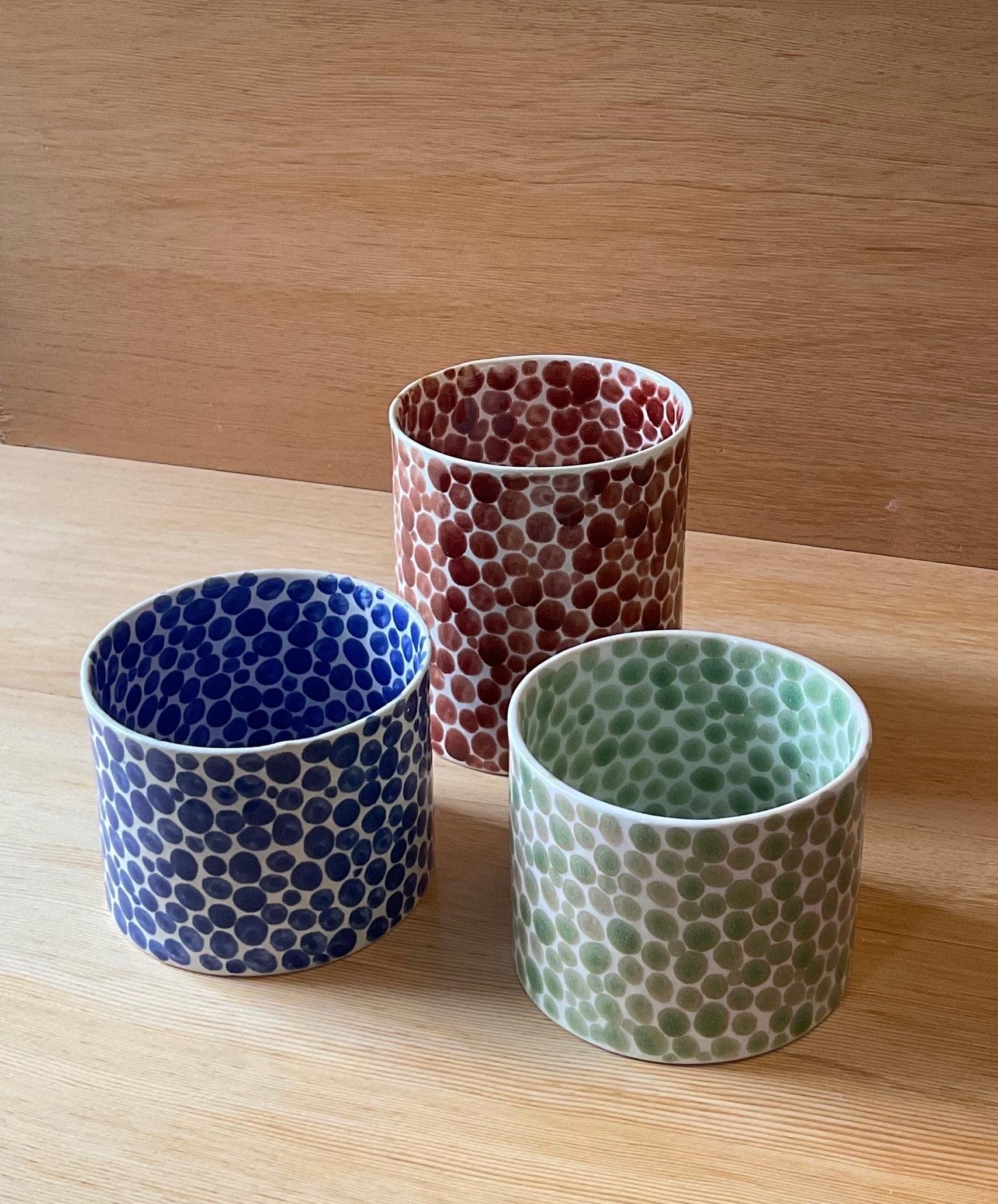 Contemporary Red Dots Medium Porcelain Vase For Sale