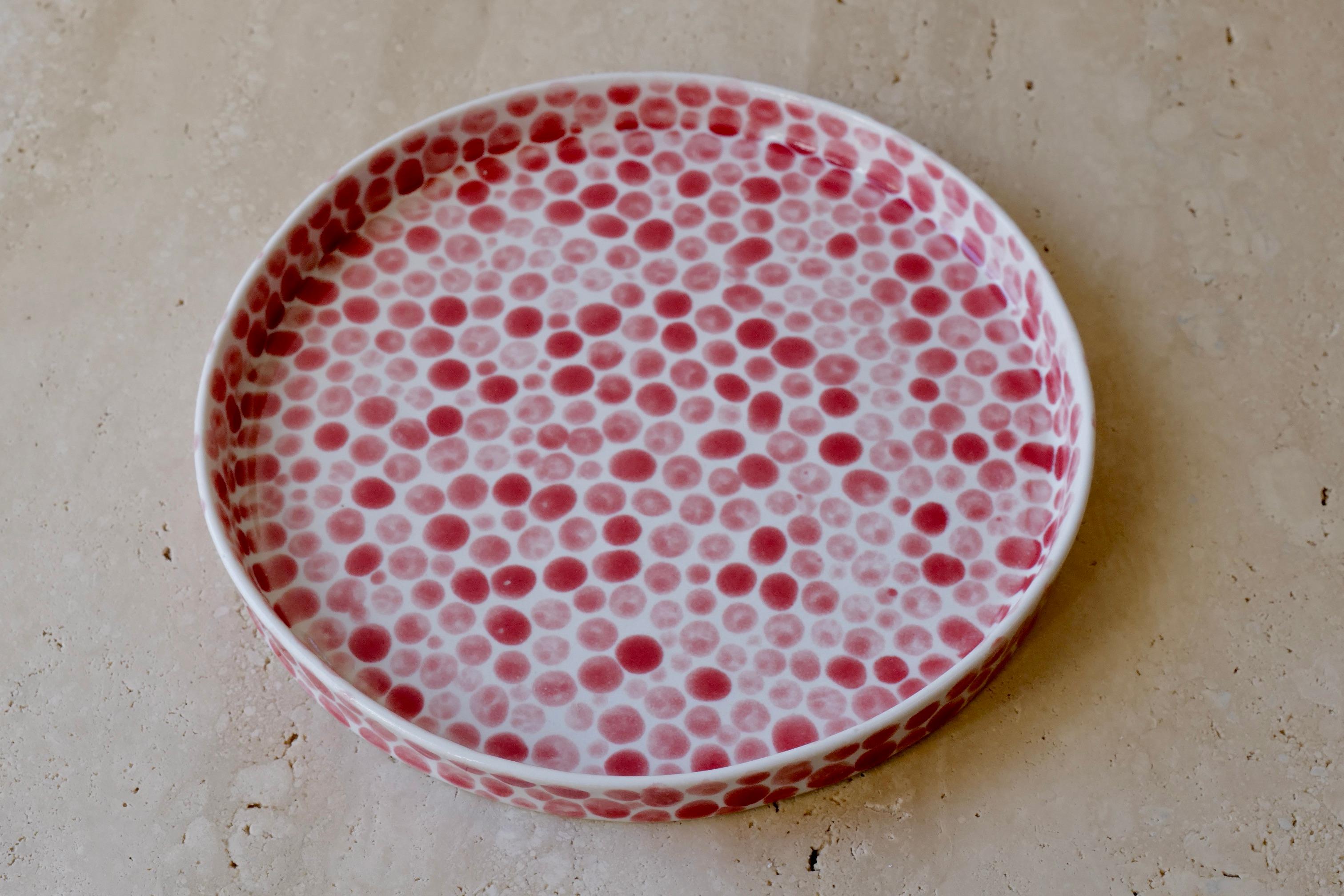 Hand-Painted Red Dots Porcelain Medium Plate