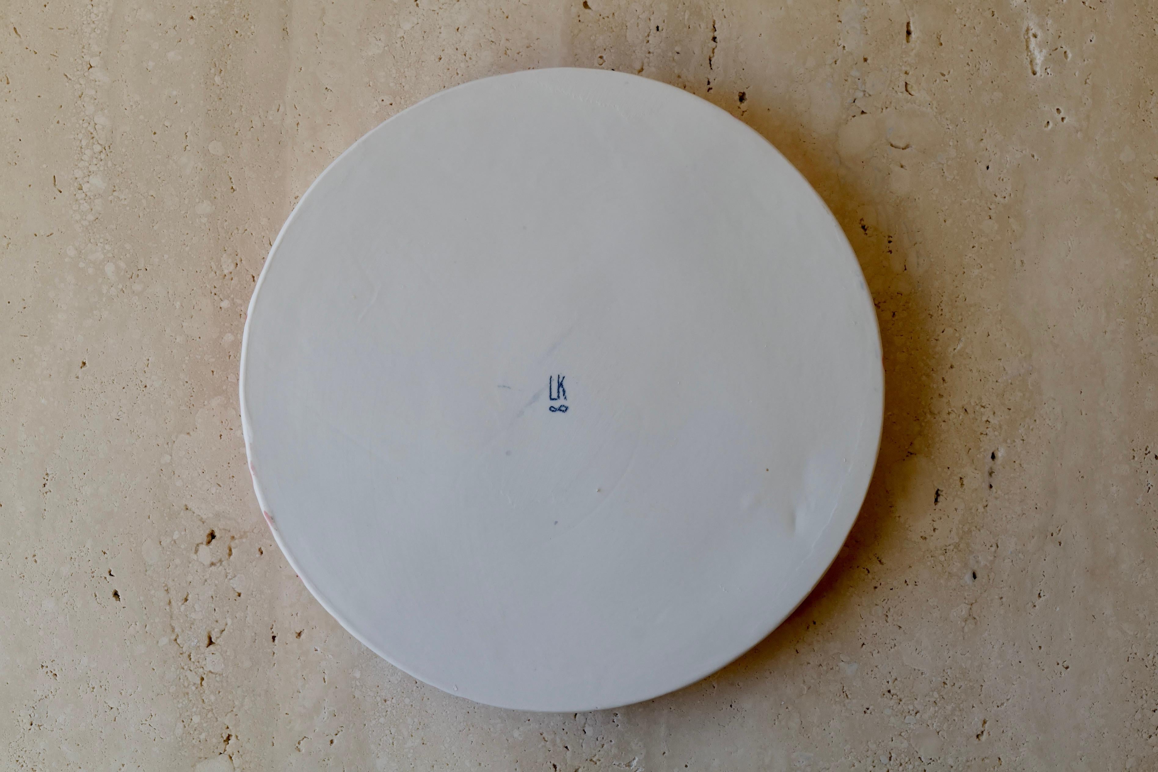 Contemporary Red Dots Porcelain Medium Plate