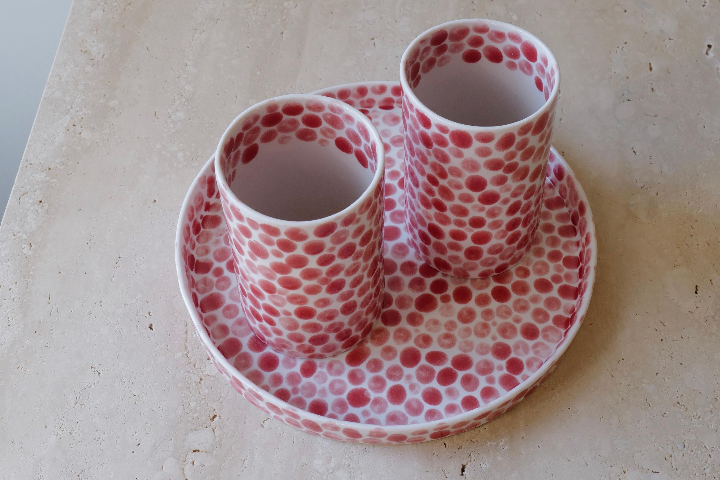 Red Dots Porcelain Tall Cup by Lana Kova  2