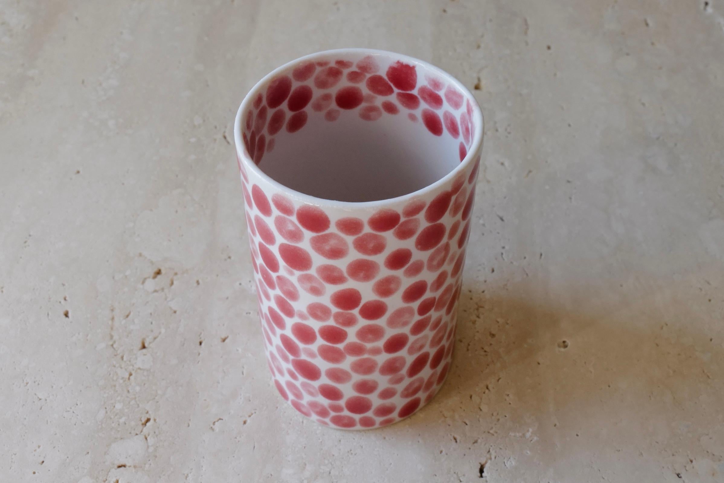 American Red Dots Porcelain Tall Cup by Lana Kova