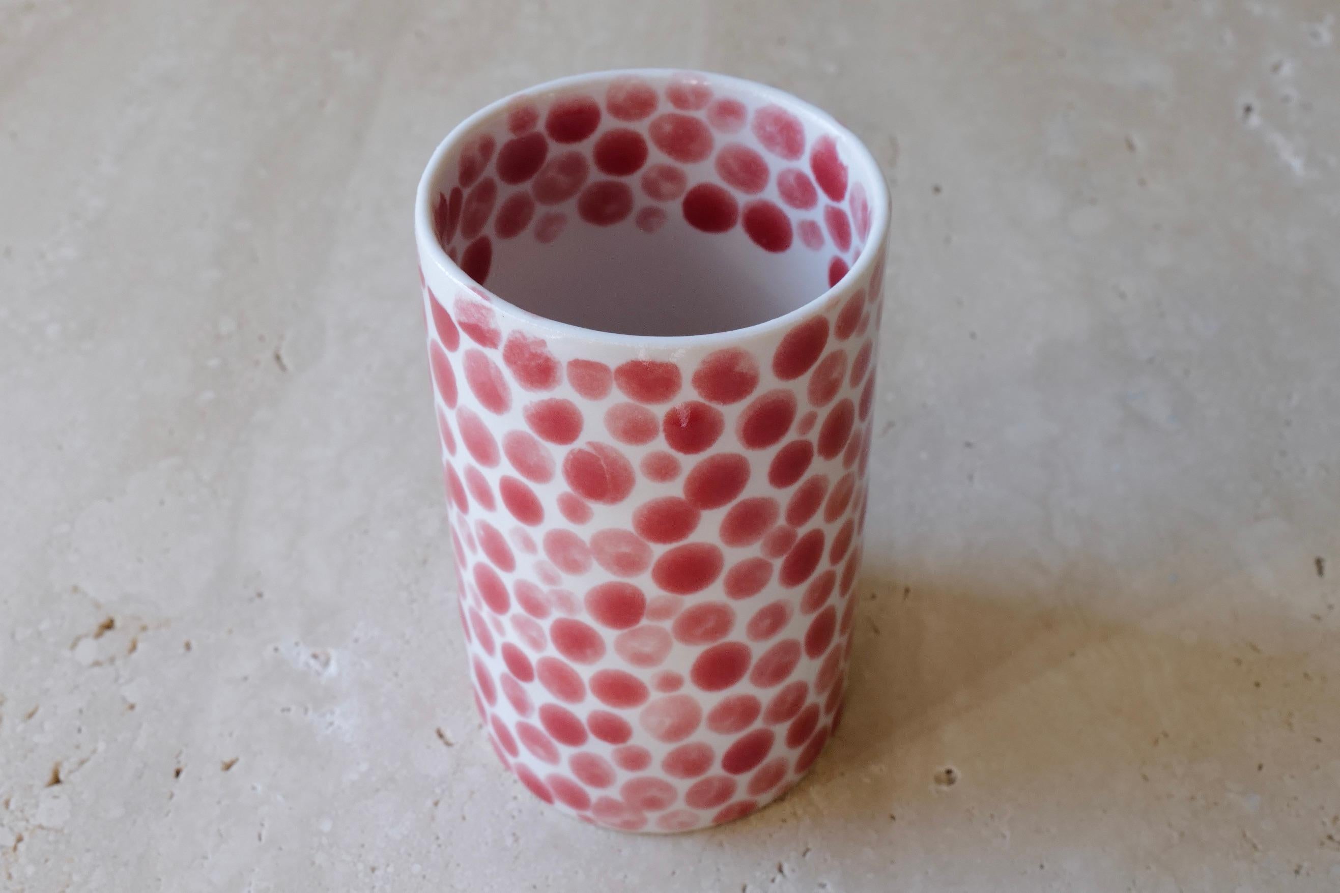 American Red Dots Porcelain Tall Cup by Lana Kova 