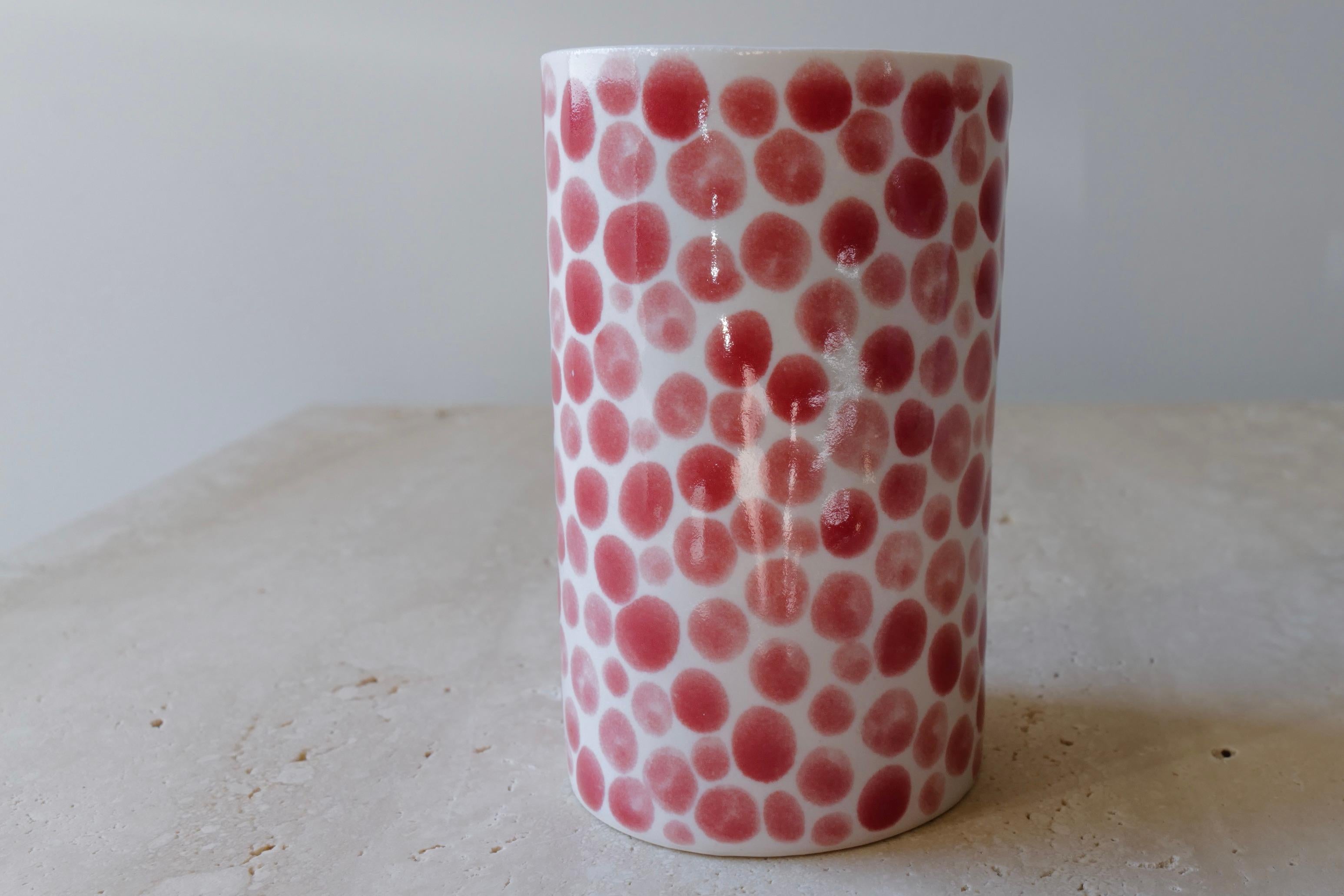 Cast Red Dots Porcelain Tall Cup by Lana Kova