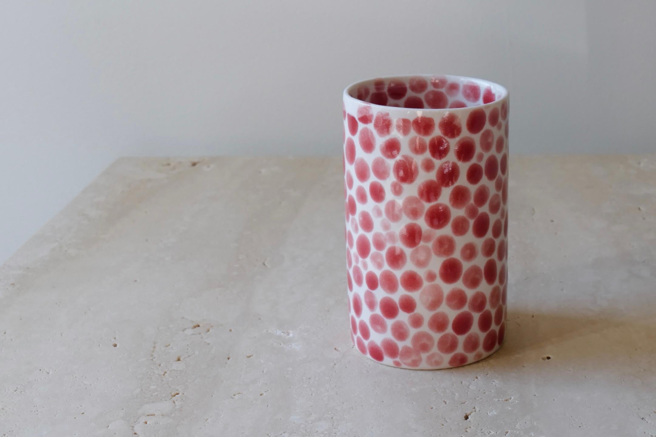 Cast Red Dots Porcelain Tall Cup by Lana Kova 