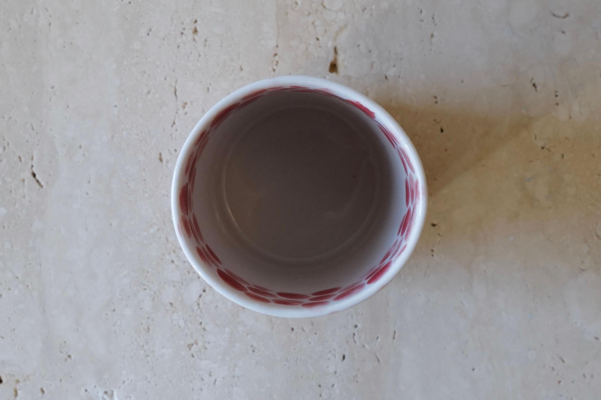 Red Dots Porcelain Tall Cup by Lana Kova In New Condition In New York City, NY