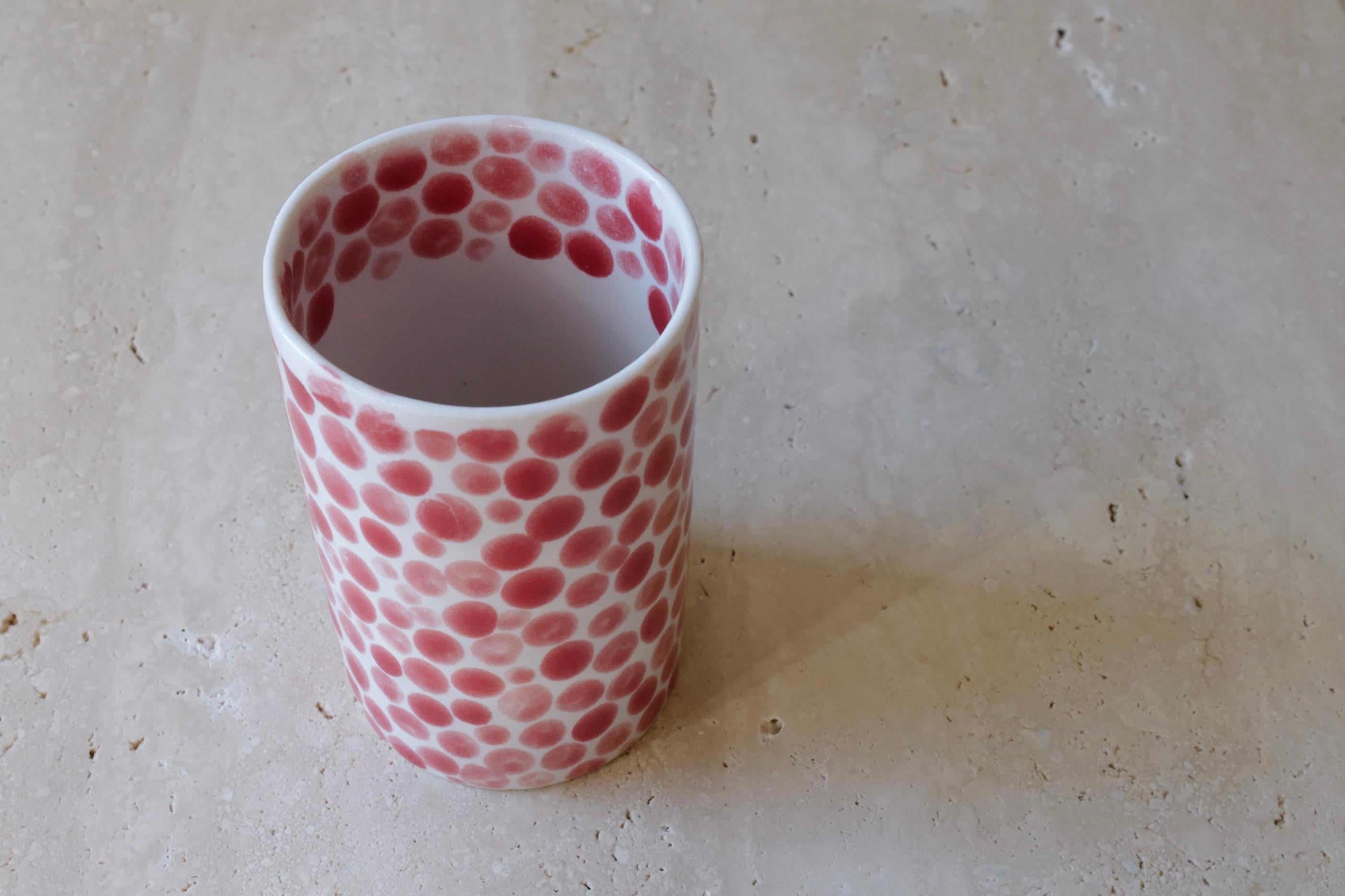 Red Dots Porcelain Tall Cup by Lana Kova  In New Condition In New York City, NY