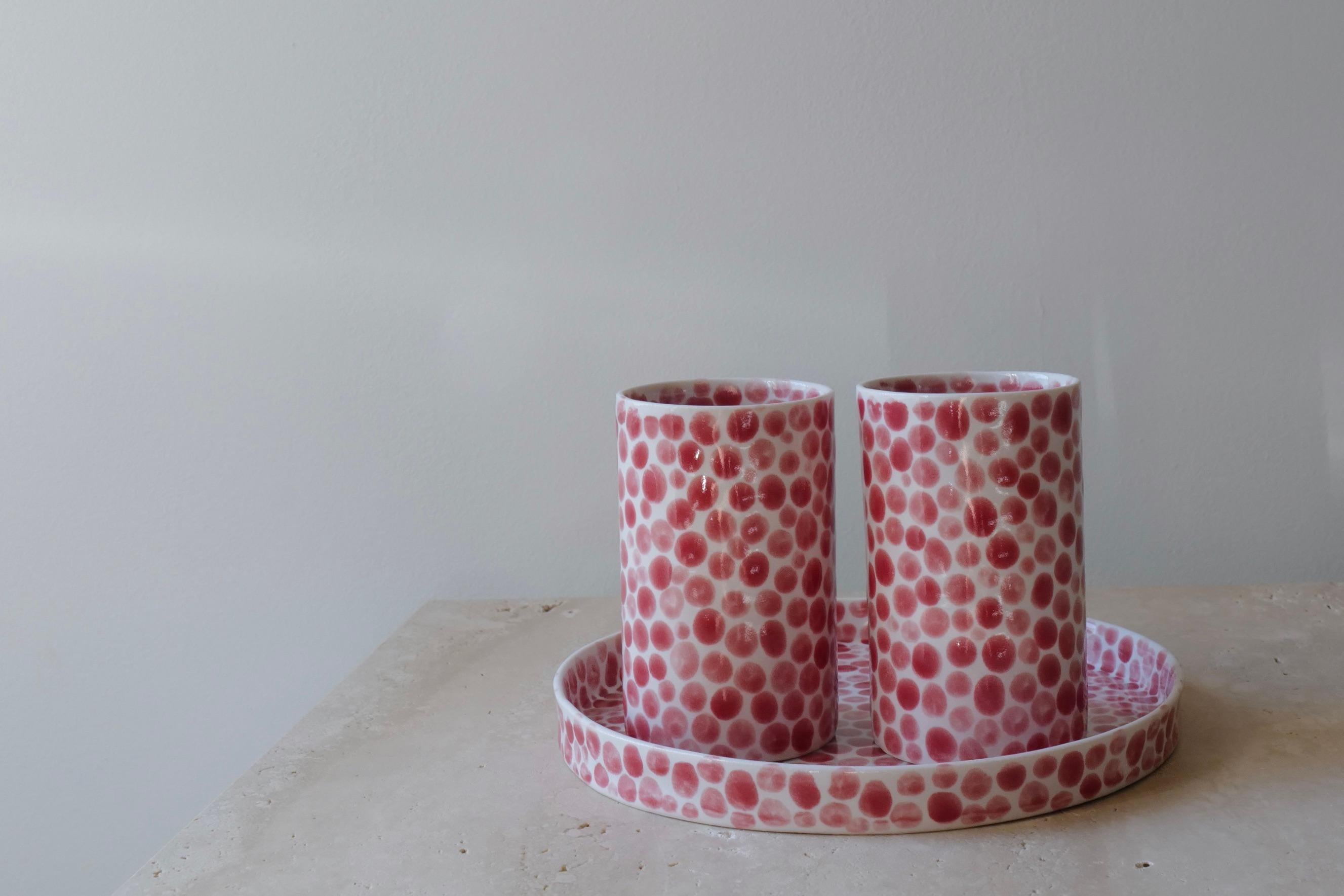 Red Dots Porcelain Tall Cup by Lana Kova 1