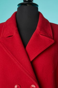 Cappotto doppiopetto rosso in lana Ines de la Fressange