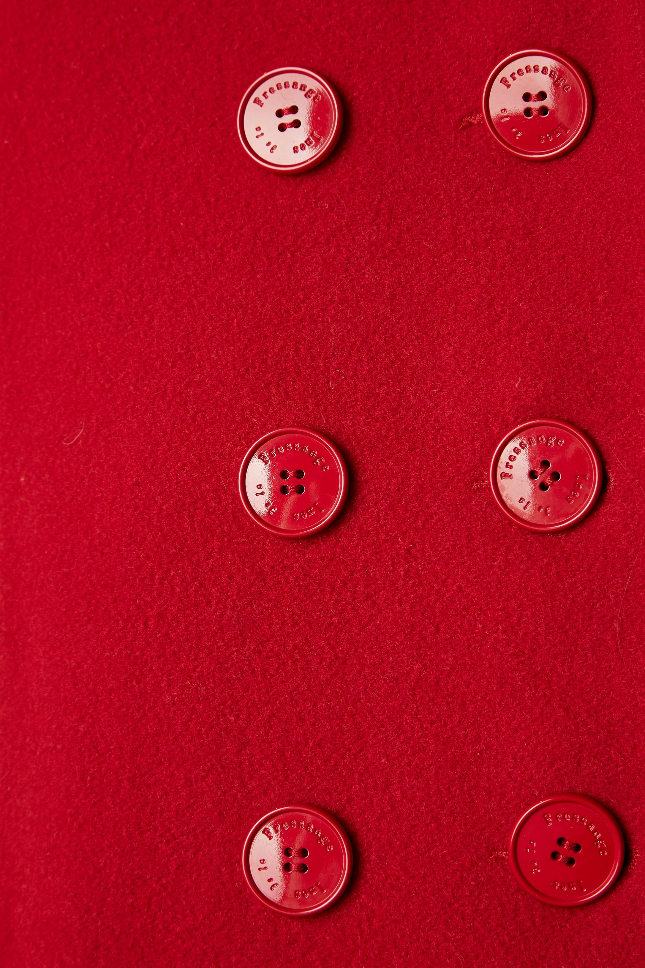 Red double-breasted coat in wool Ines de la Fressange  In Excellent Condition For Sale In Saint-Ouen-Sur-Seine, FR
