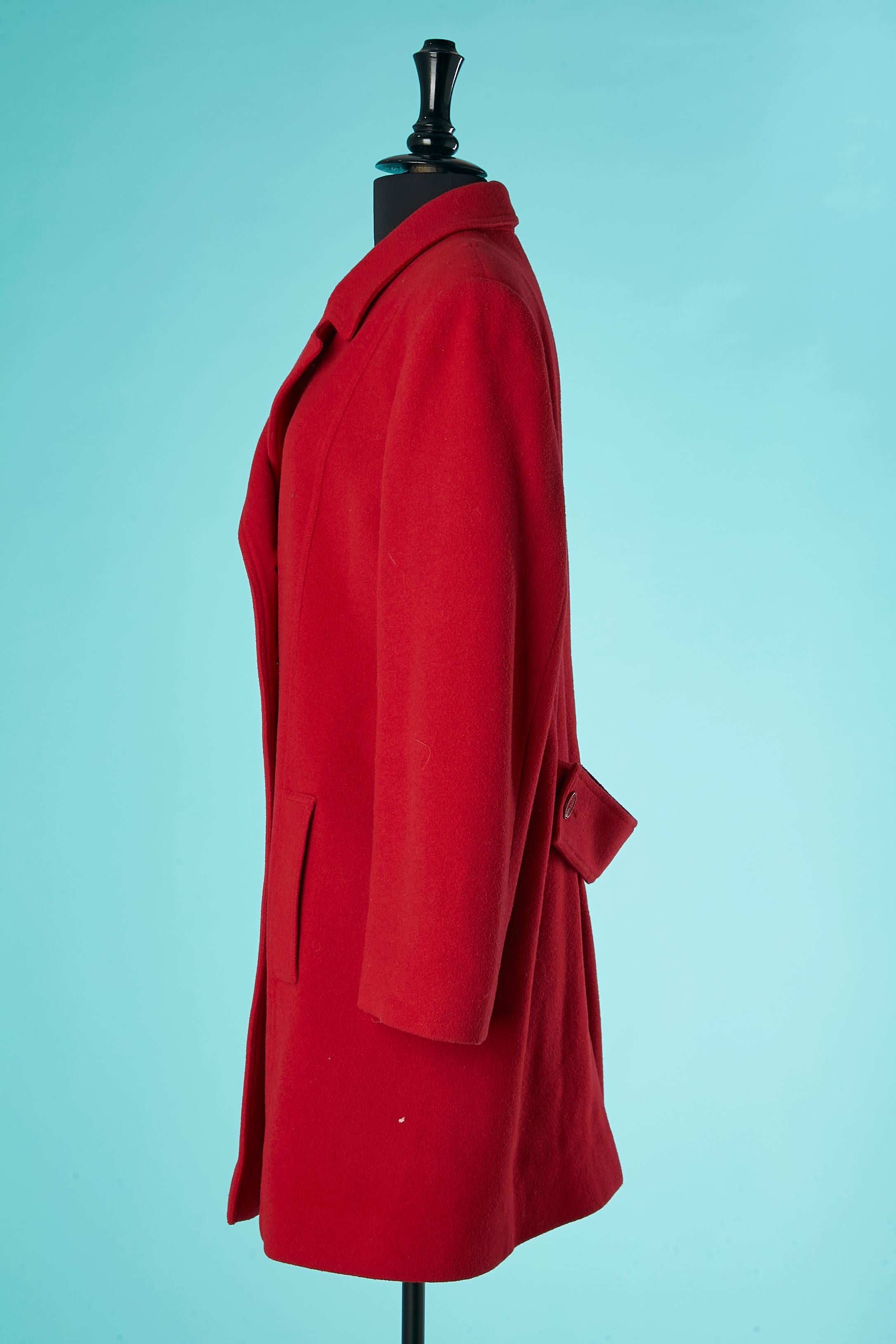 Red double-breasted coat in wool Ines de la Fressange  For Sale 1