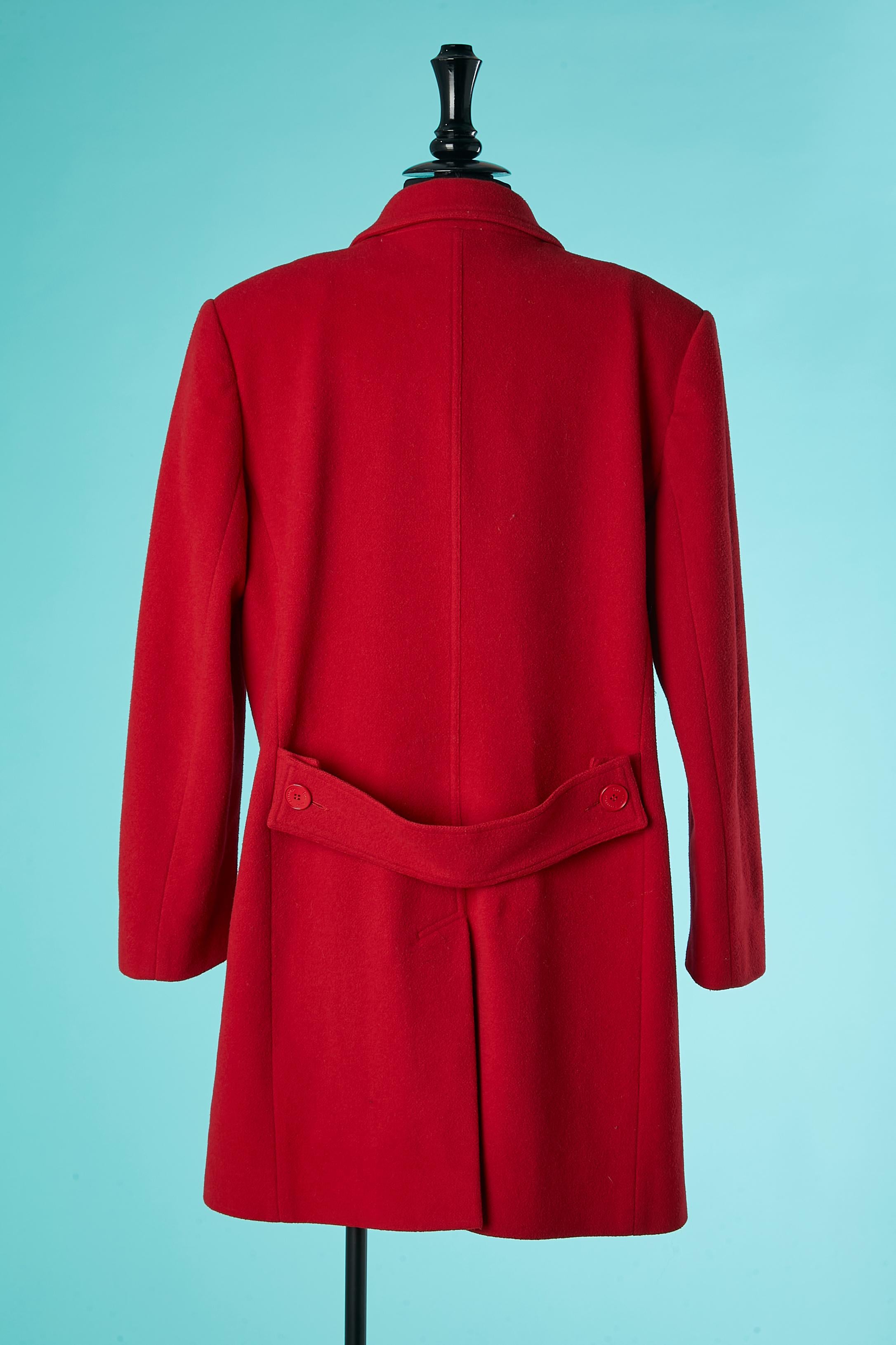 Red double-breasted coat in wool Ines de la Fressange  For Sale 2