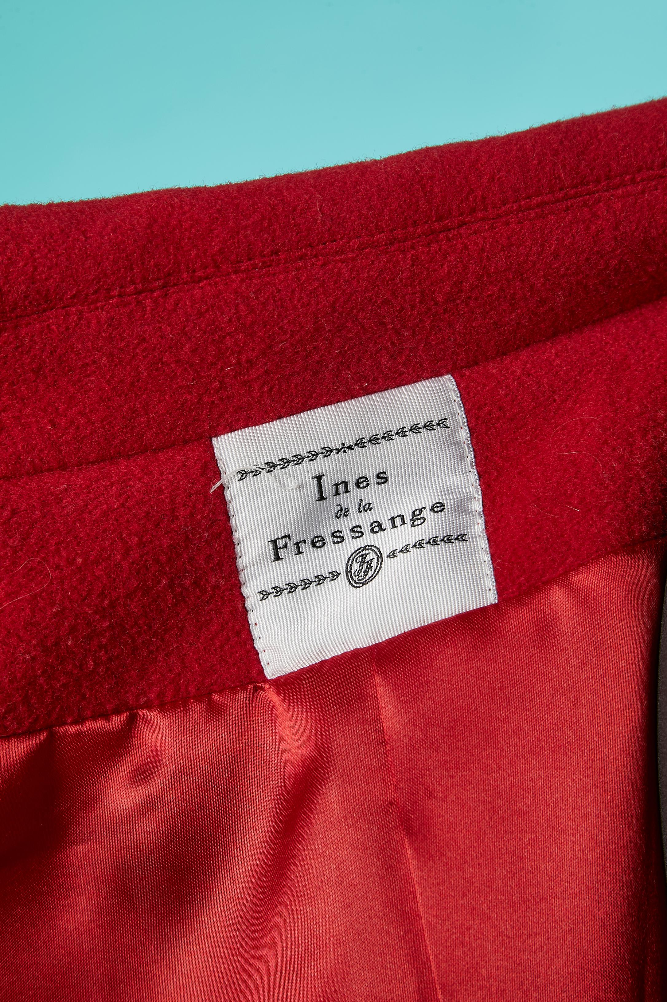 Red double-breasted coat in wool Ines de la Fressange  For Sale 3