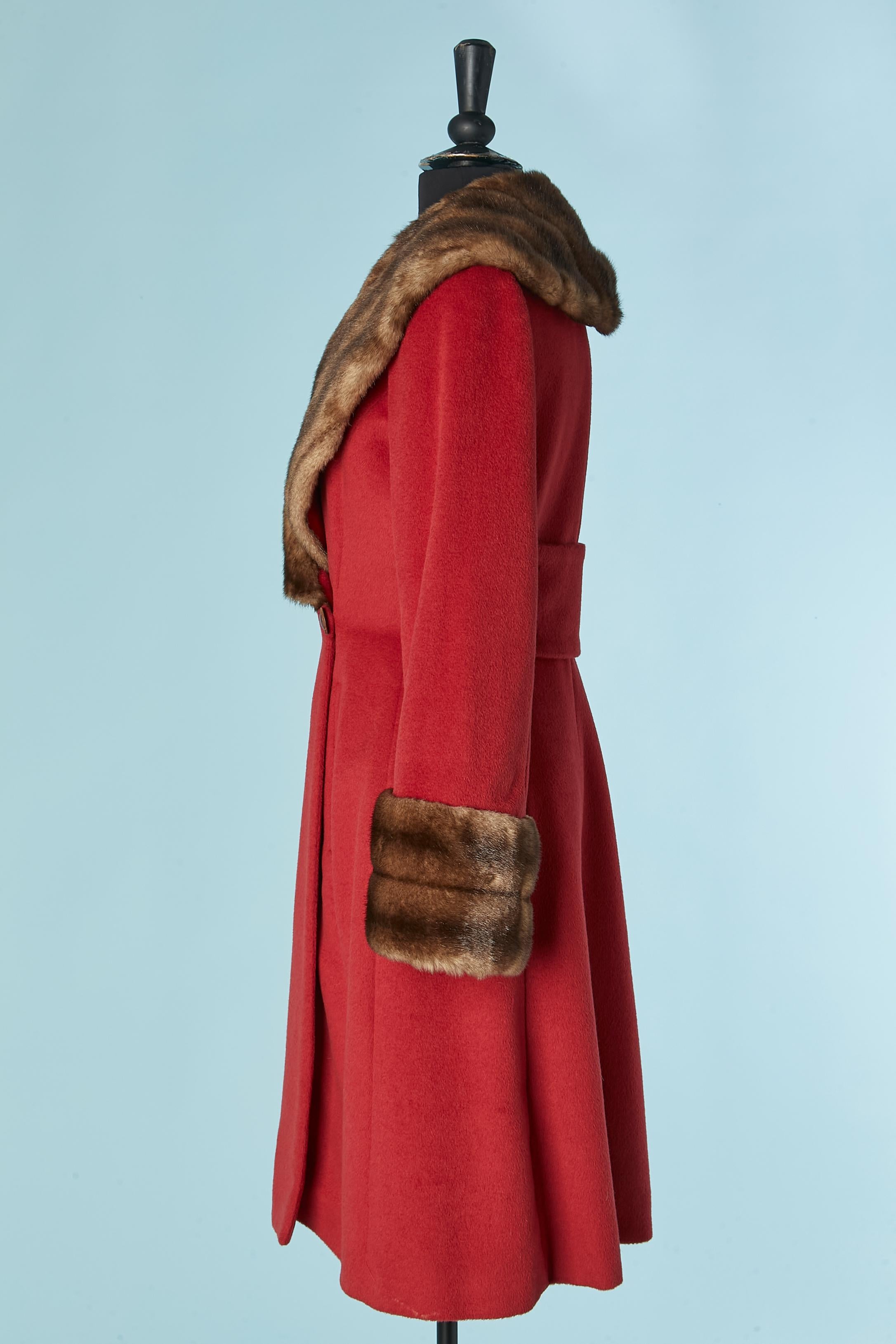 Red double breasted coat with faux fur collar LOLITA LEMPICKA For Sale 1