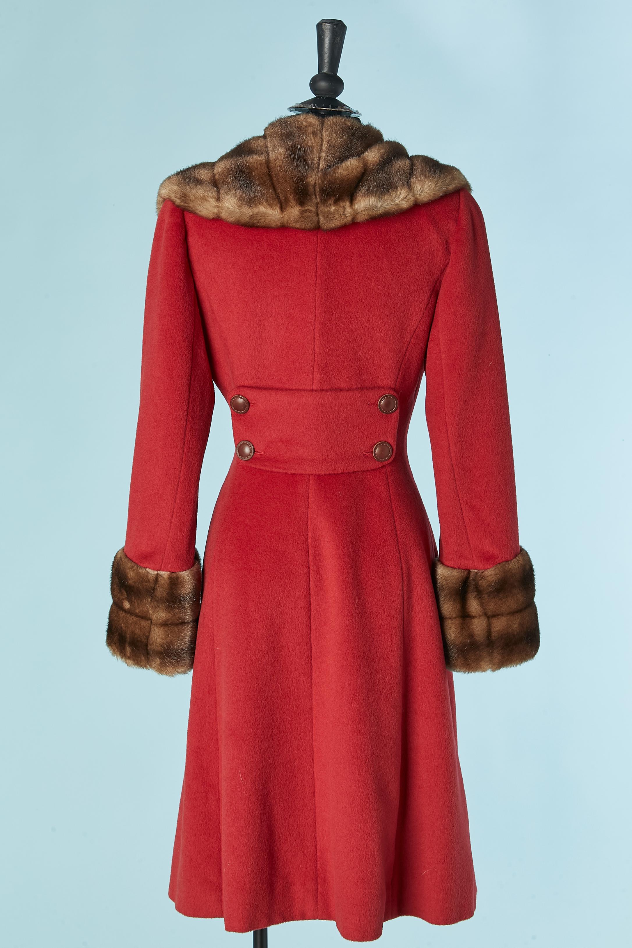 Red double breasted coat with faux fur collar LOLITA LEMPICKA For Sale 2