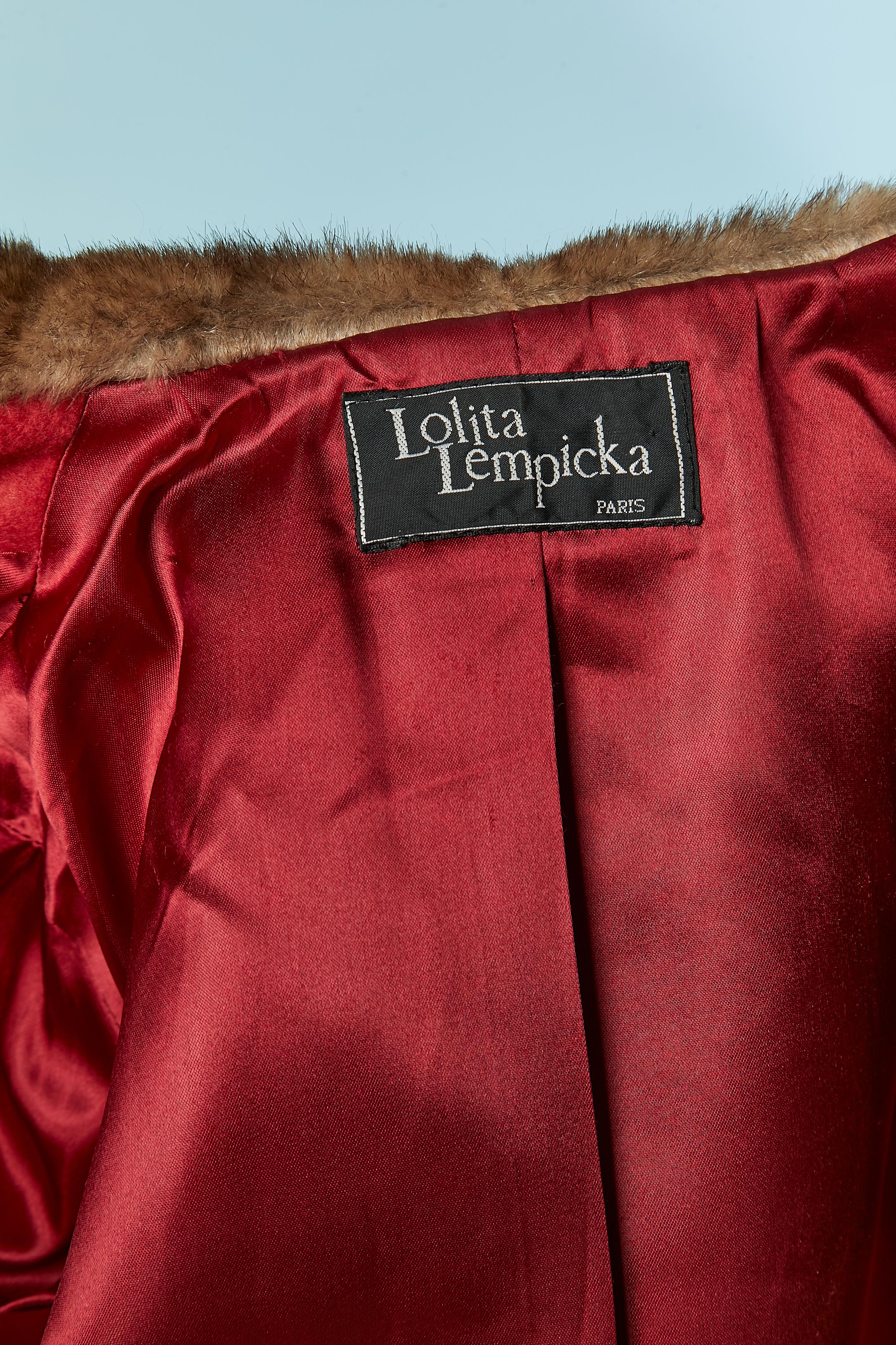 Red double breasted coat with faux fur collar LOLITA LEMPICKA For Sale 3