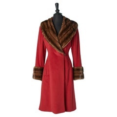 Red double breasted coat with faux fur collar LOLITA LEMPICKA