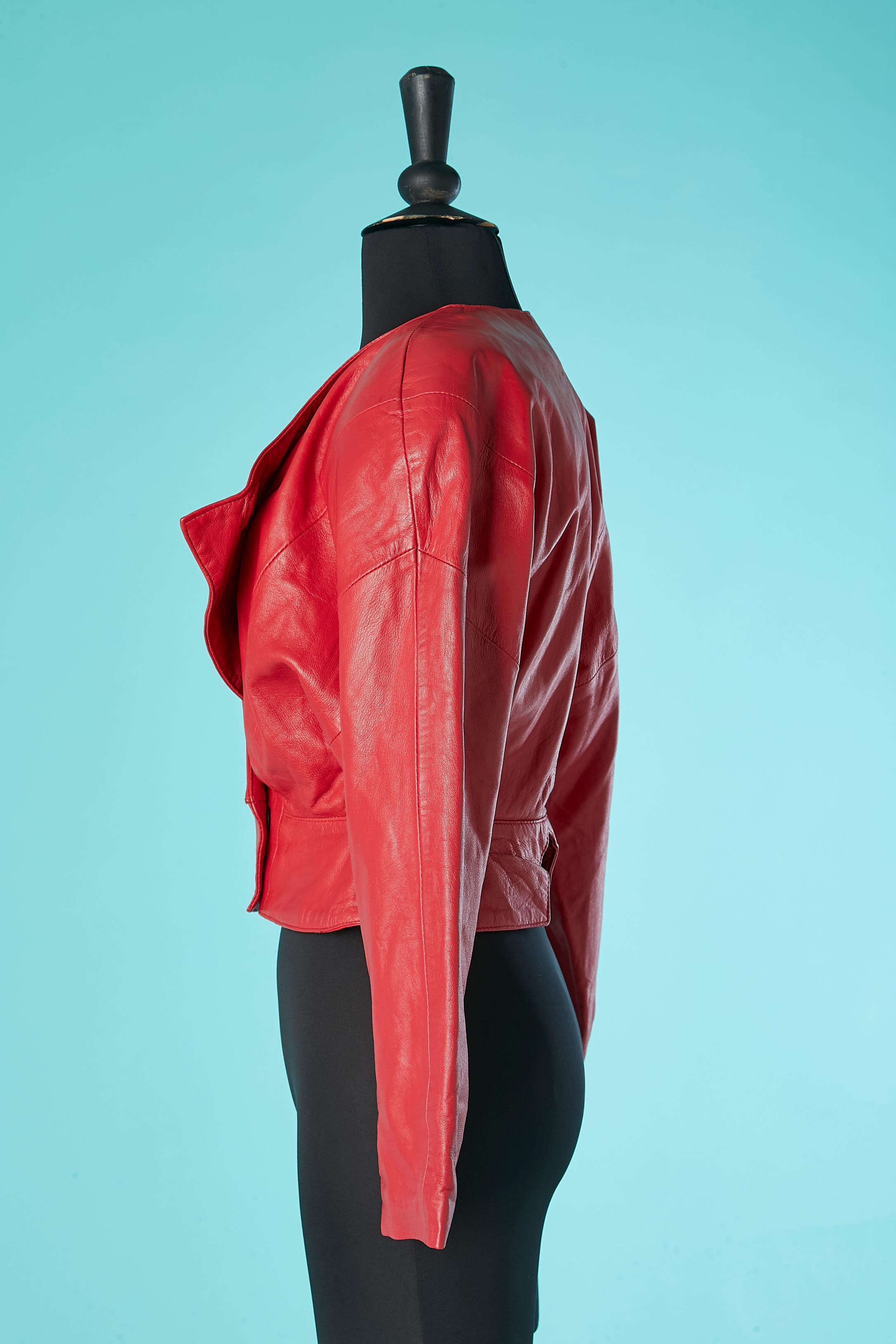 Red double-breasted leather jacket Michael Hoban North beach Leather  For Sale 1