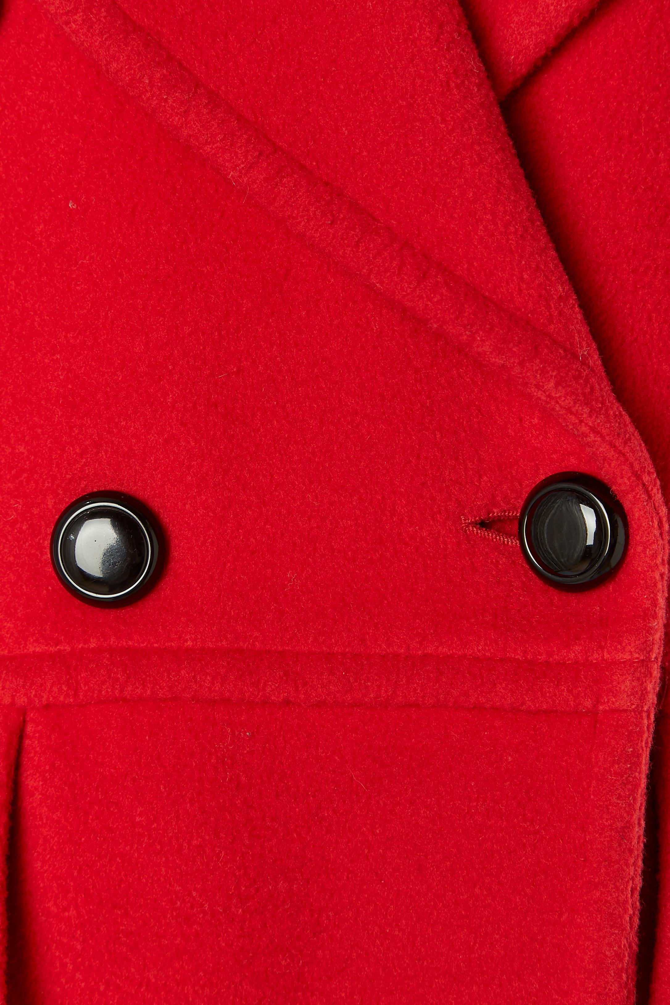 Red double breasted wool coat VALENTINO BOUTIQUE In Excellent Condition For Sale In Saint-Ouen-Sur-Seine, FR