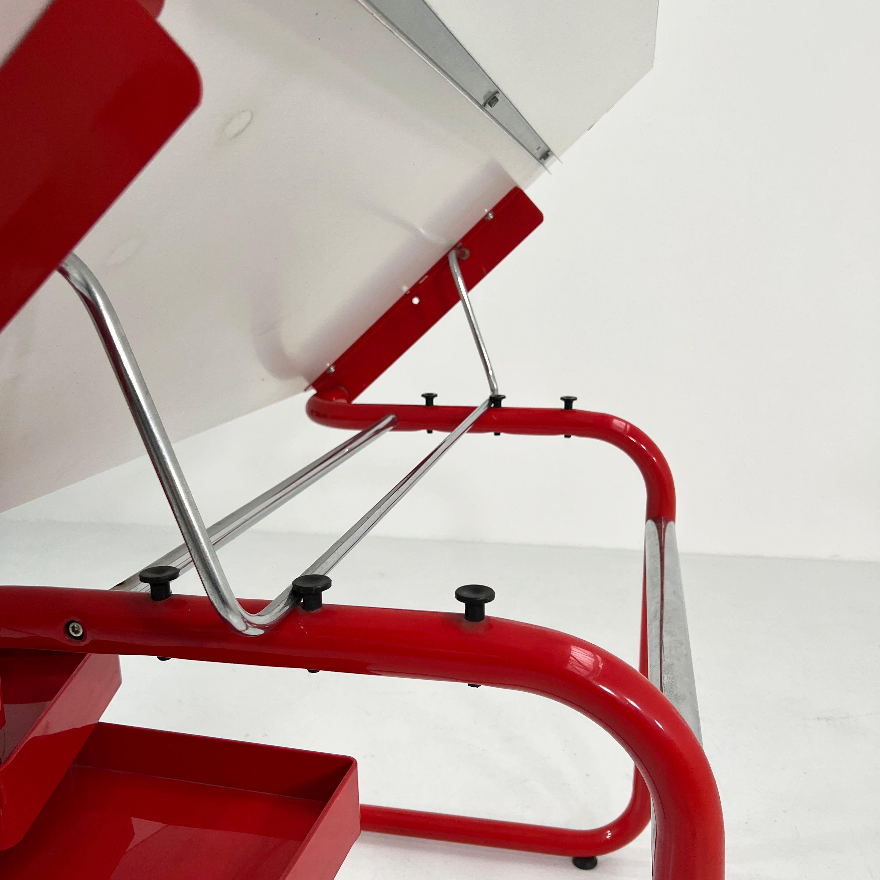 Red Drafting Table/Desk by Joe Colombo for Bieffeplast, 1970s 4