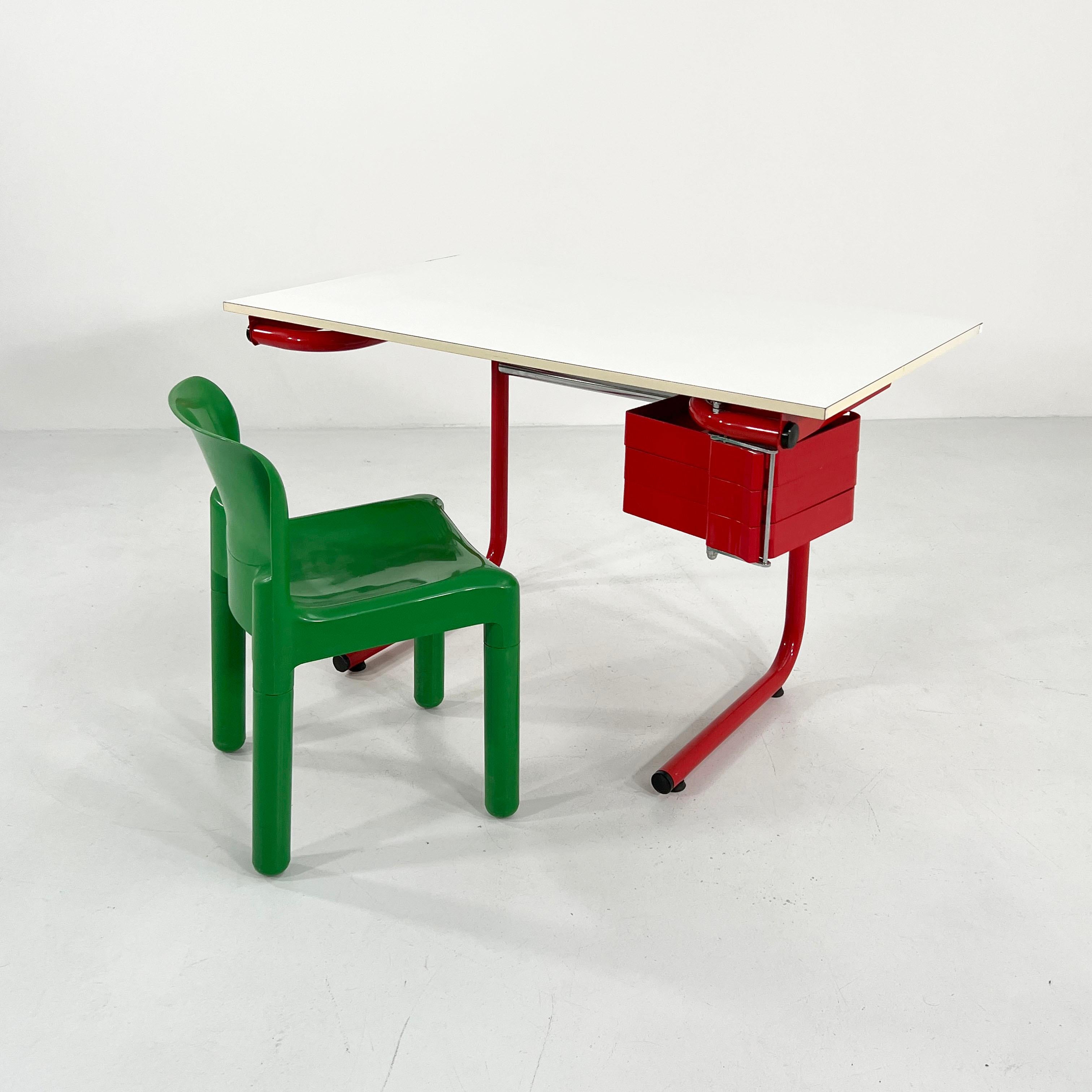 Red Drafting Table/Desk by Joe Colombo for Bieffeplast, 1970s 5