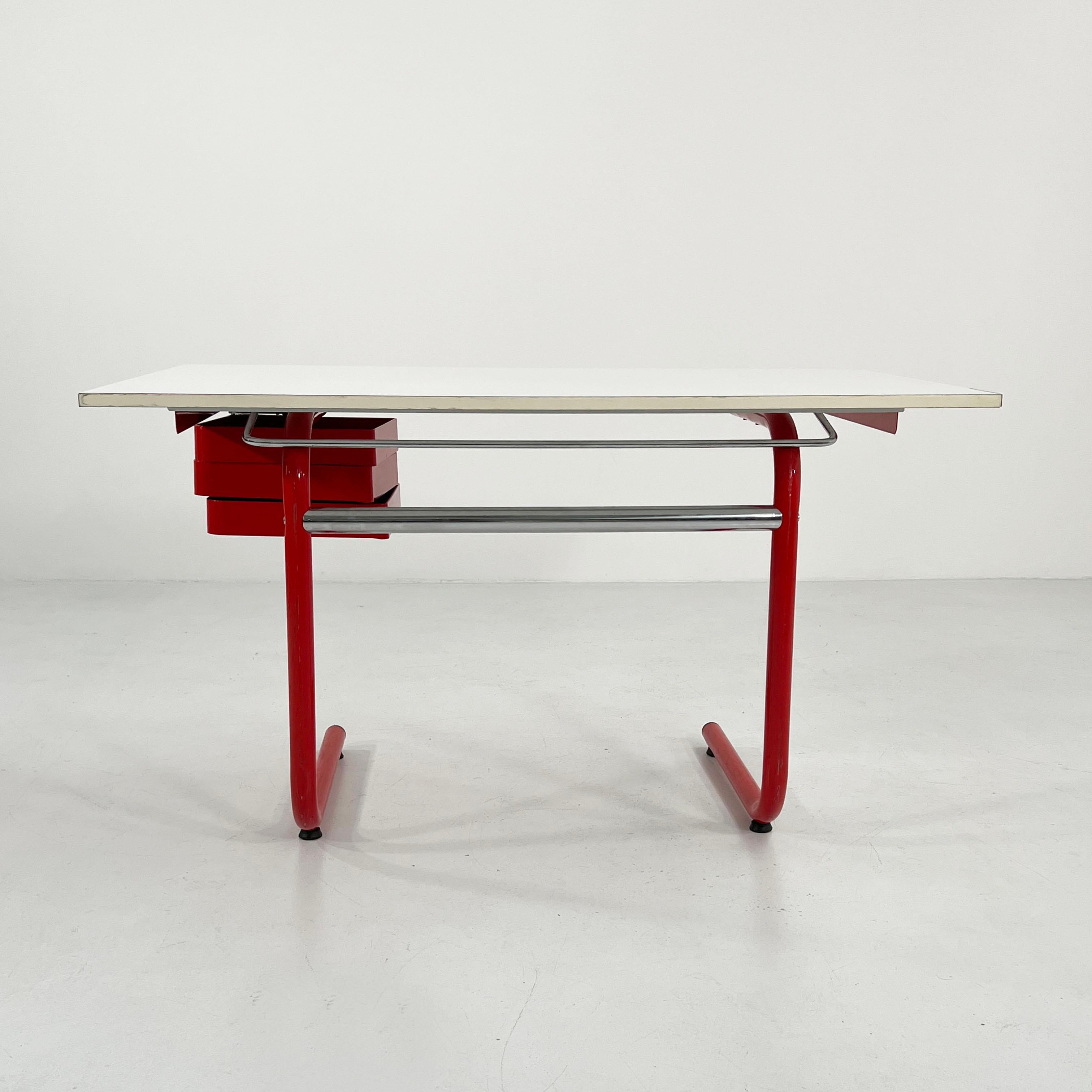 Late 20th Century Red Drafting Table/Desk by Joe Colombo for Bieffeplast, 1970s