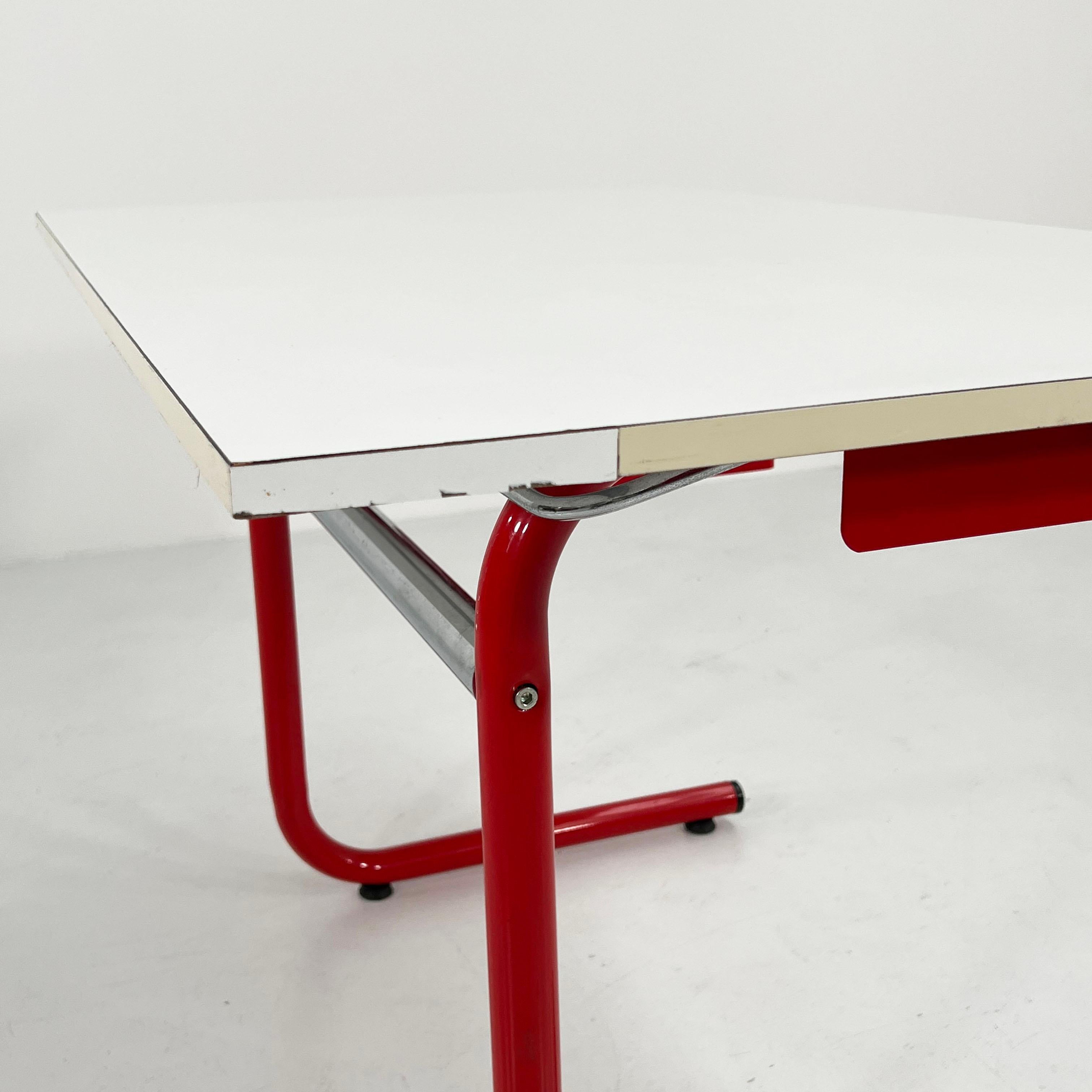 Wood Red Drafting Table/Desk by Joe Colombo for Bieffeplast, 1970s