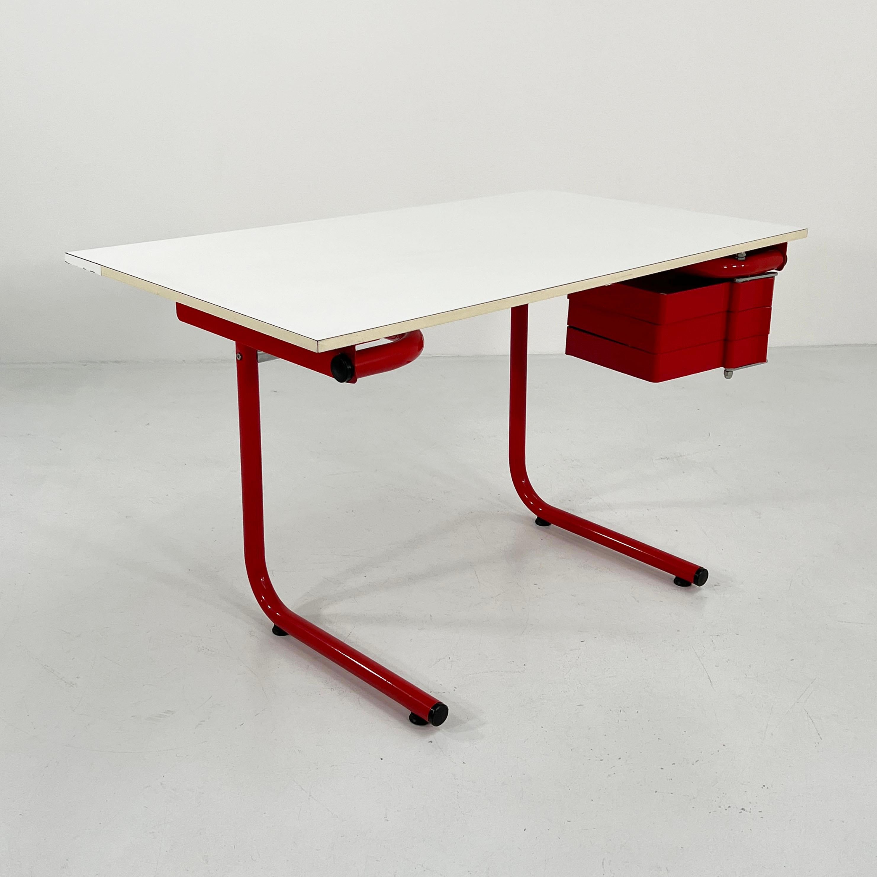 Red Drafting Table/Desk by Joe Colombo for Bieffeplast, 1970s 1