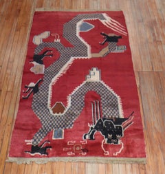 Red Dragon Chinese Vintage Rug