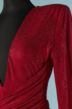 Robe de soirée drapée rouge avec décolleté en V profond ALEXANDRE VAUTHIER