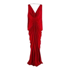 Red Draped Silk Limited Edition Butterfly Gown