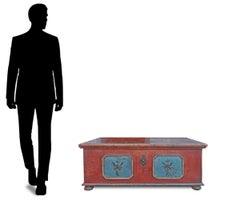 Red e Blue Floral Painted Blanket Chest, 1817 Central Europe