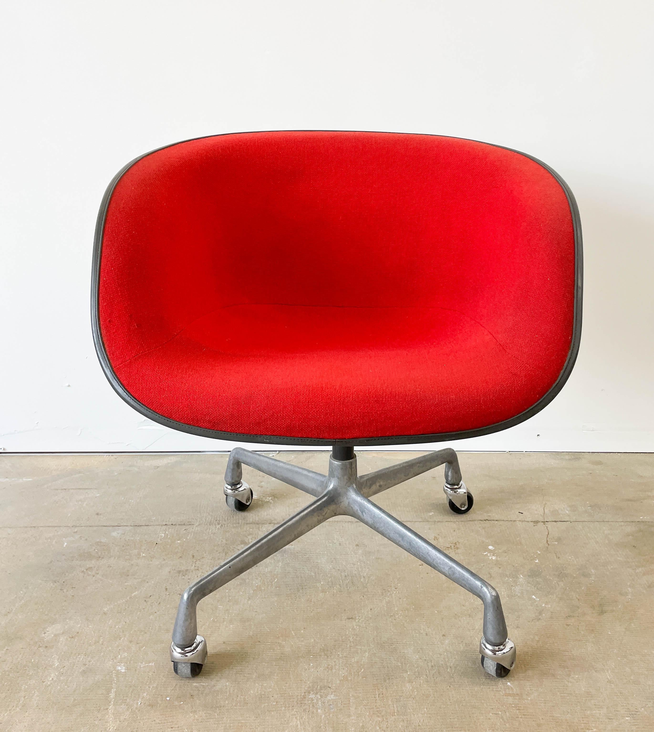 Red Eames Lowback Swivel Armchair 1