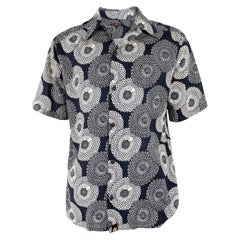 Red Ear Vintage Mens Navy Blue & White Cotton Shirt