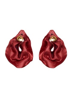 Red Earrings in Recycled Aluminium, 18kt Gold 14k rubber push & Diamond