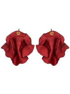 Red Earrings in Recycled Aluminium, 18kt & 14kt Gold & Diamond