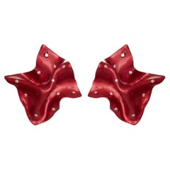 Orecchini rossi in alluminio riciclato, oro 18kt e diamante